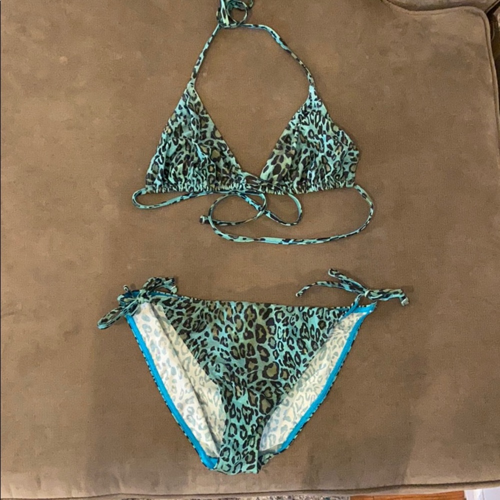Topshop blue-green leopard print bikini